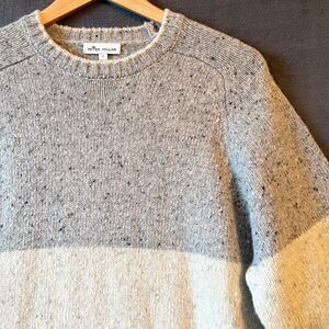 Peter Millar Wool Blend Color Block Crewneck Sweater Gray Cream Men’s Size Large